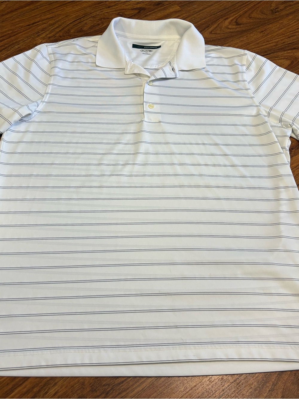 Greg Norman Collection White Polo with Black Stripes *See Description*
